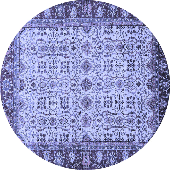Round Machine Washable Oriental Blue Traditional Rug, wshabs3217blu