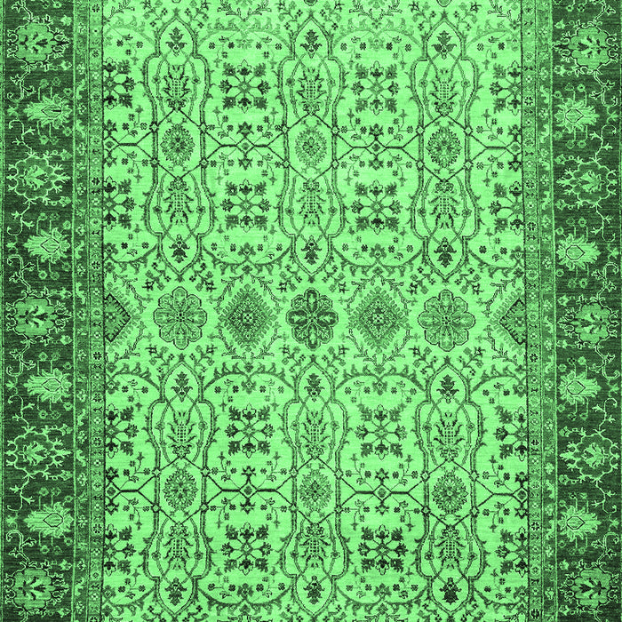 Machine Washable Oriental Emerald Green Traditional Area Rugs, wshabs3217emgrn