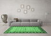 Machine Washable Oriental Emerald Green Traditional Area Rugs in a Living Room,, wshabs3217emgrn