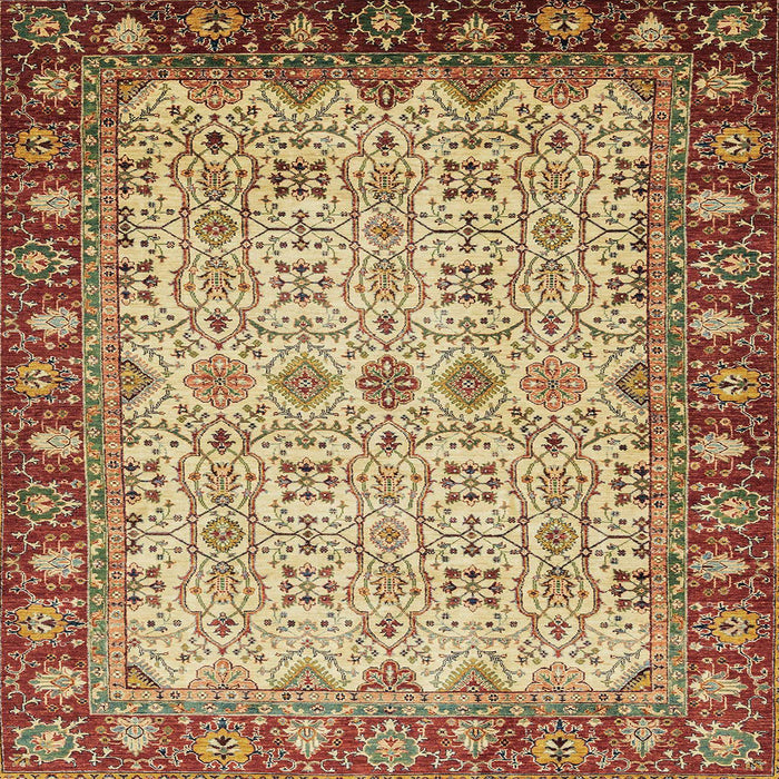 Square Abstract Saddle Brown Oriental Rug, abs3217