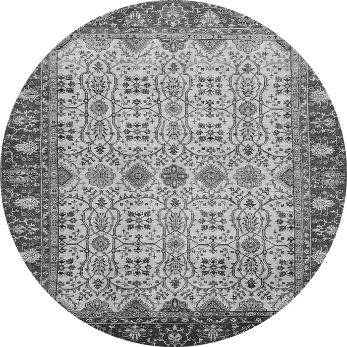 Round Machine Washable Oriental Gray Traditional Rug, wshabs3217gry