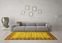 Machine Washable Oriental Yellow Traditional Rug, wshabs3217yw