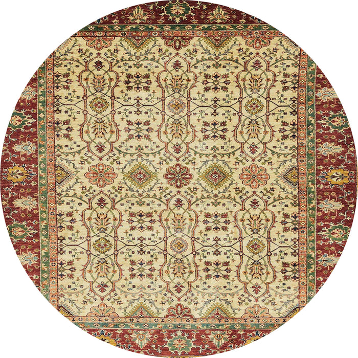 Round Abstract Saddle Brown Oriental Rug, abs3217