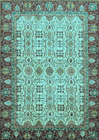 Oriental Light Blue Traditional Rug, abs3217lblu