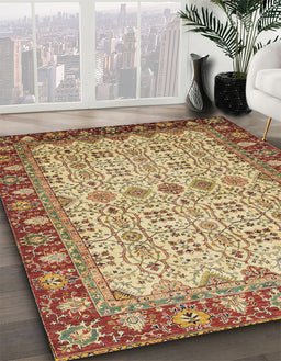 Machine Washable Abstract Saddle Brown Rug in a Family Room, wshabs3217