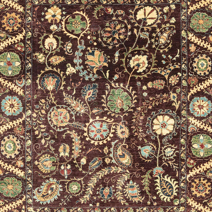 Machine Washable Abstract Brass Green Rug, wshabs3218