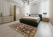 Abstract Copper Green Oriental Rug in a Bedroom, abs3218