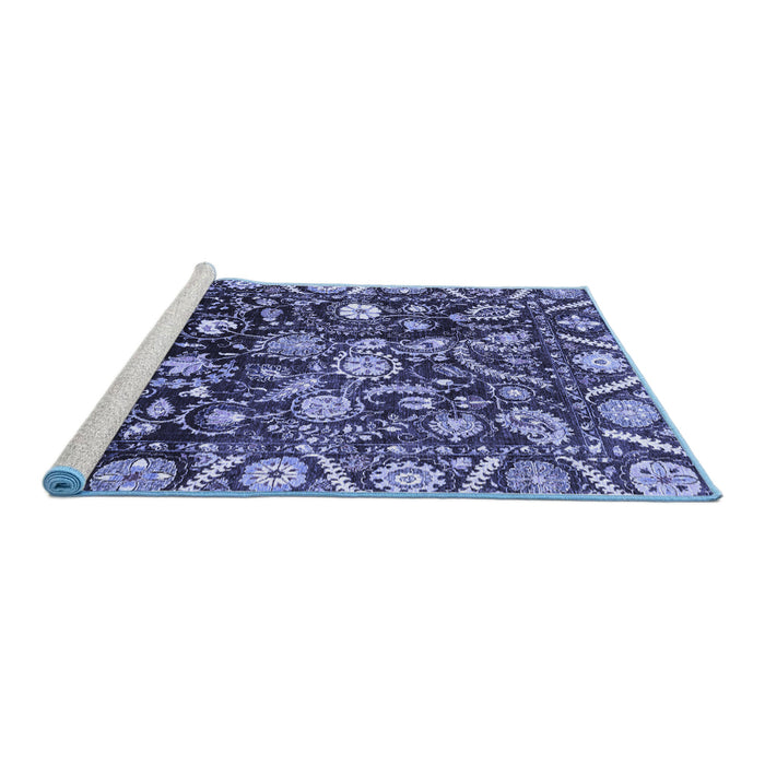 Sideview of Machine Washable Oriental Blue Traditional Rug, wshabs3218blu