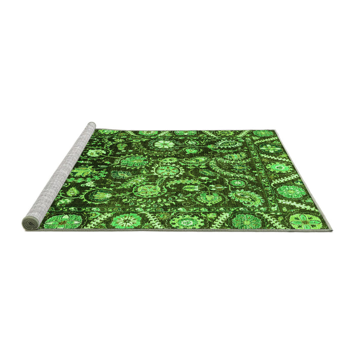 Sideview of Machine Washable Oriental Green Traditional Area Rugs, wshabs3218grn