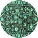 Round Oriental Turquoise Traditional Rug, abs3218turq