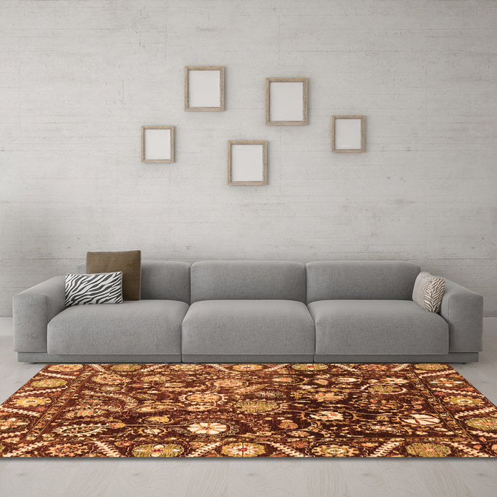 Machine Washable Oriental Orange Traditional Area Rugs in a Living Room, wshabs3218org