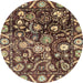 Round Machine Washable Abstract Brass Green Rug, wshabs3218