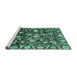 Sideview of Machine Washable Oriental Turquoise Traditional Area Rugs, wshabs3218turq