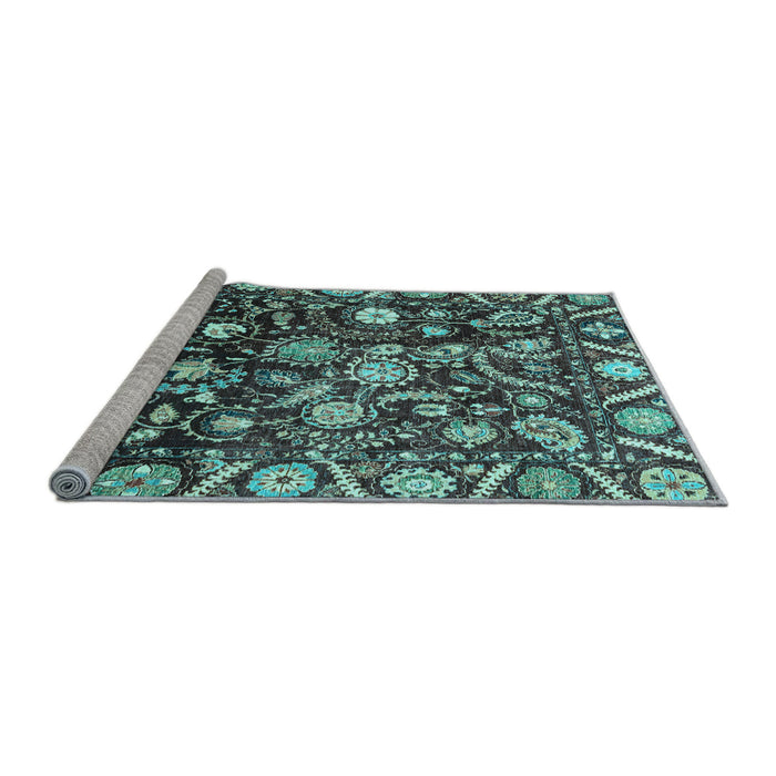 Sideview of Machine Washable Oriental Light Blue Traditional Rug, wshabs3218lblu