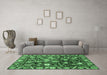Machine Washable Oriental Emerald Green Traditional Area Rugs in a Living Room,, wshabs3218emgrn