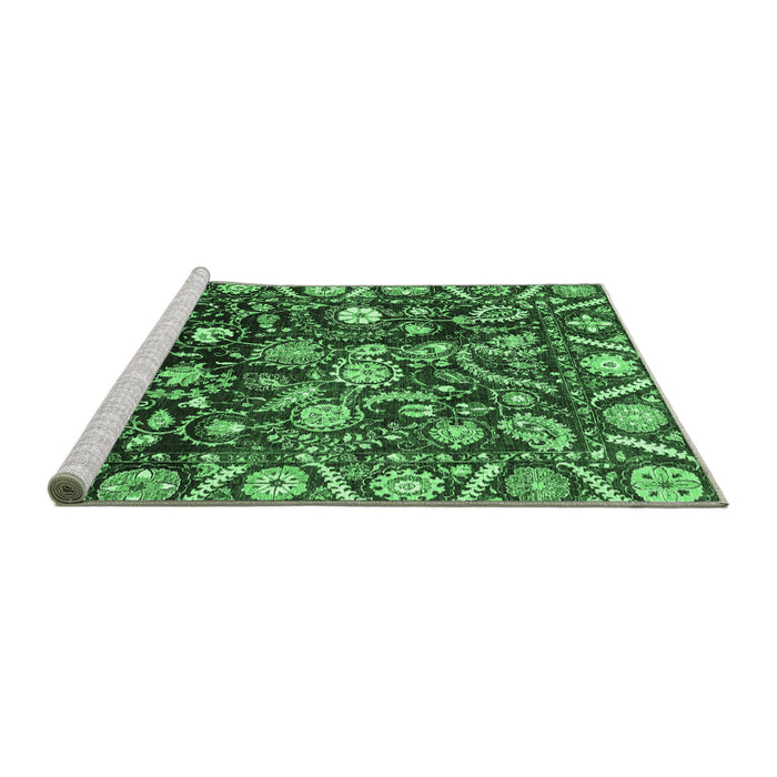 Sideview of Machine Washable Oriental Emerald Green Traditional Area Rugs, wshabs3218emgrn