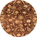 Round Oriental Orange Traditional Rug, abs3218org