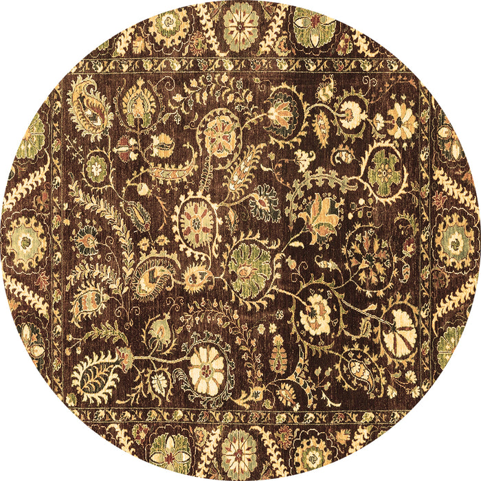 Round Oriental Brown Traditional Rug, abs3218brn