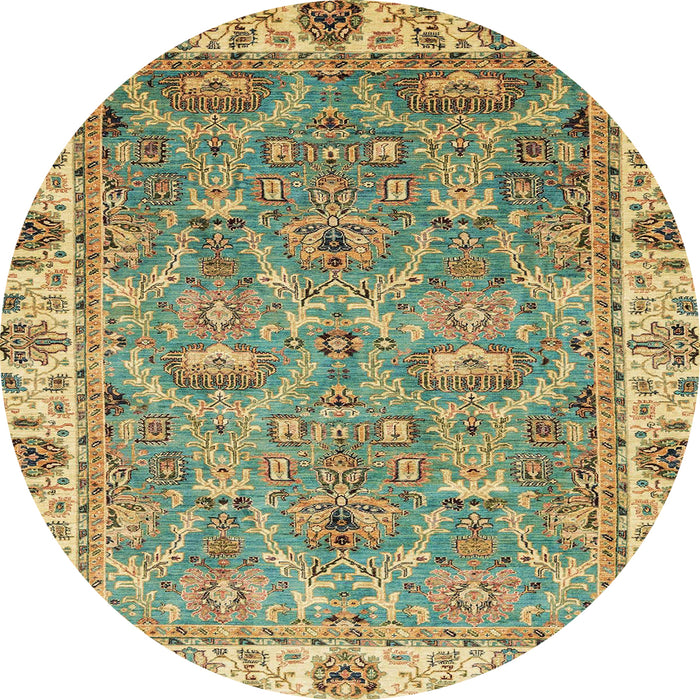 Round Abstract Avocado Green Oriental Rug, abs3219