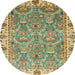 Round Abstract Avocado Green Oriental Rug, abs3219