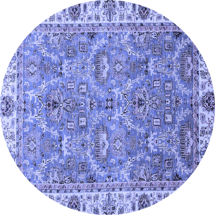 Round Machine Washable Oriental Blue Traditional Rug, wshabs3219blu