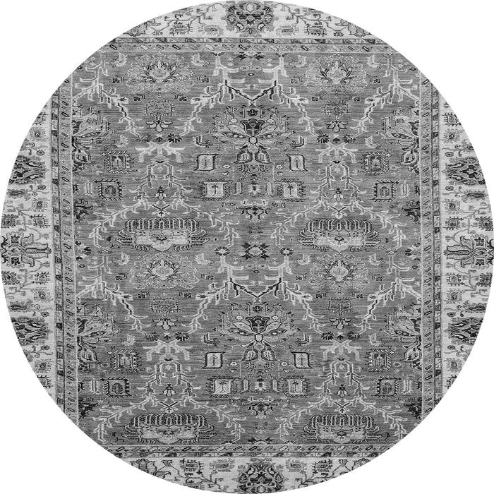 Round Machine Washable Oriental Gray Traditional Rug, wshabs3219gry
