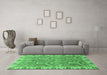 Machine Washable Oriental Emerald Green Traditional Area Rugs in a Living Room,, wshabs3219emgrn