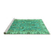 Sideview of Machine Washable Oriental Turquoise Traditional Area Rugs, wshabs3219turq