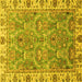 Square Machine Washable Oriental Yellow Traditional Rug, wshabs3219yw