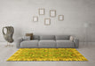 Machine Washable Oriental Yellow Traditional Rug in a Living Room, wshabs3219yw