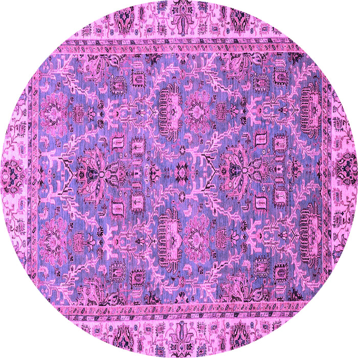 Round Machine Washable Oriental Purple Traditional Area Rugs, wshabs3219pur