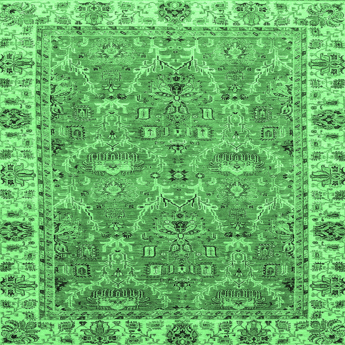 Square Machine Washable Oriental Emerald Green Traditional Area Rugs, wshabs3219emgrn