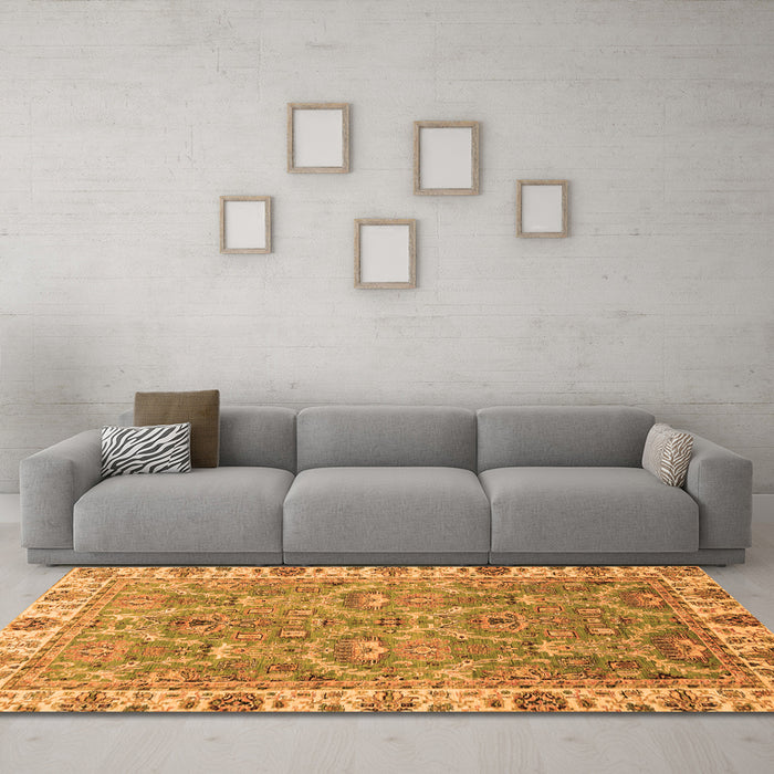 Machine Washable Oriental Orange Traditional Area Rugs in a Living Room, wshabs3219org