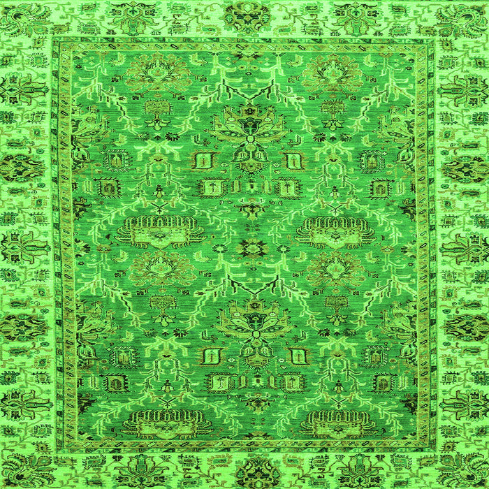 Square Machine Washable Oriental Green Traditional Area Rugs, wshabs3219grn