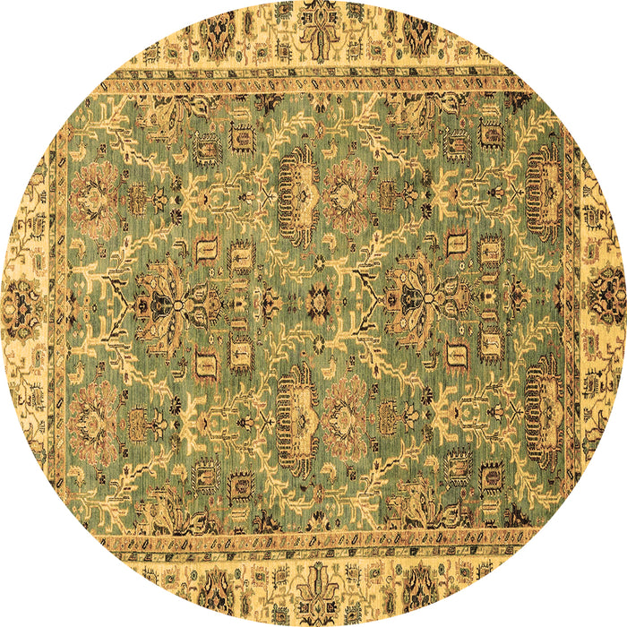 Round Machine Washable Oriental Brown Traditional Rug, wshabs3219brn