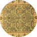 Round Machine Washable Oriental Brown Traditional Rug, wshabs3219brn