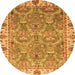 Round Machine Washable Oriental Orange Traditional Area Rugs, wshabs3219org