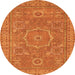 Round Machine Washable Abstract Orange Modern Area Rugs, wshabs321org