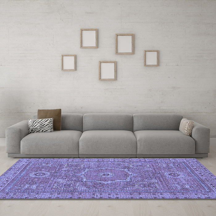 Machine Washable Abstract Blue Modern Rug in a Living Room, wshabs321blu