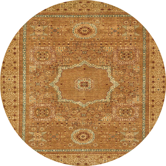 Round Abstract Orange Modern Rug, abs321