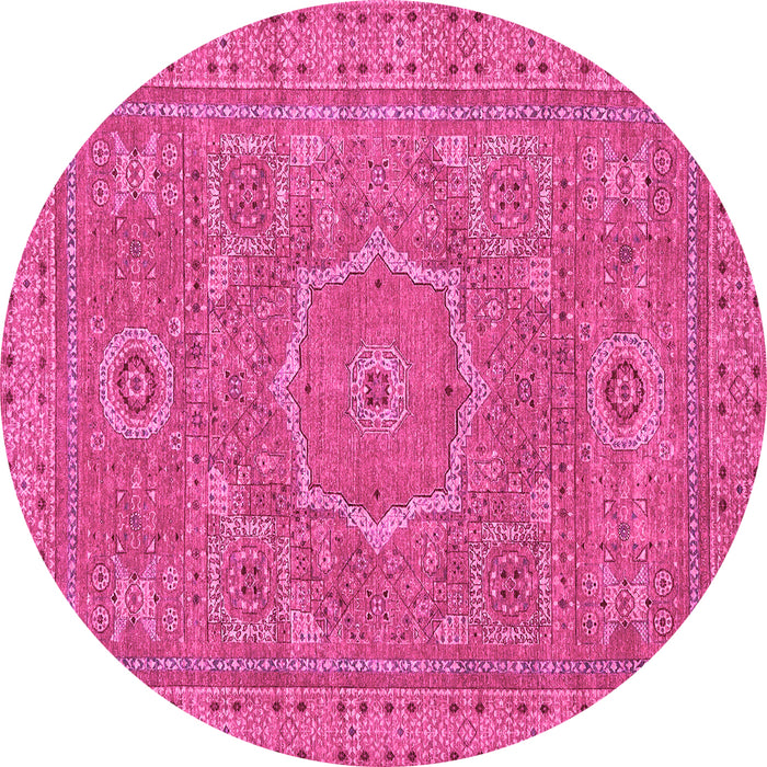 Round Abstract Pink Modern Rug, abs321pnk