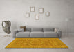 Machine Washable Abstract Yellow Modern Rug in a Living Room, wshabs321yw