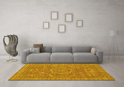 Machine Washable Abstract Yellow Modern Rug in a Living Room, wshabs321yw