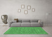 Machine Washable Abstract Emerald Green Modern Area Rugs in a Living Room,, wshabs321emgrn