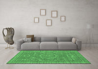 Machine Washable Abstract Emerald Green Modern Rug, wshabs321emgrn