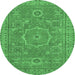 Round Abstract Emerald Green Modern Rug, abs321emgrn