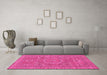 Machine Washable Abstract Pink Modern Rug in a Living Room, wshabs321pnk