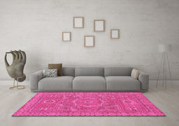 Machine Washable Abstract Pink Modern Rug in a Living Room, wshabs321pnk
