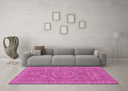 Machine Washable Abstract Purple Modern Area Rugs in a Living Room, wshabs321pur