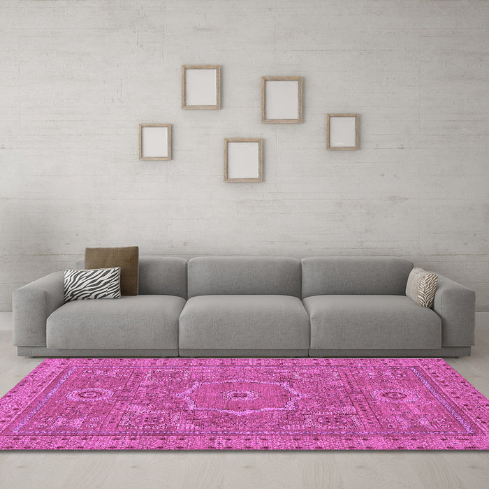 Machine Washable Abstract Purple Modern Area Rugs in a Living Room, wshabs321pur
